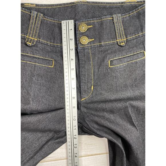 Bisou Bisou Jeans Womens 12 Dark Wash Permanent Seam Wide Flare Boho Y2K Slacks - Picture 4 of 10